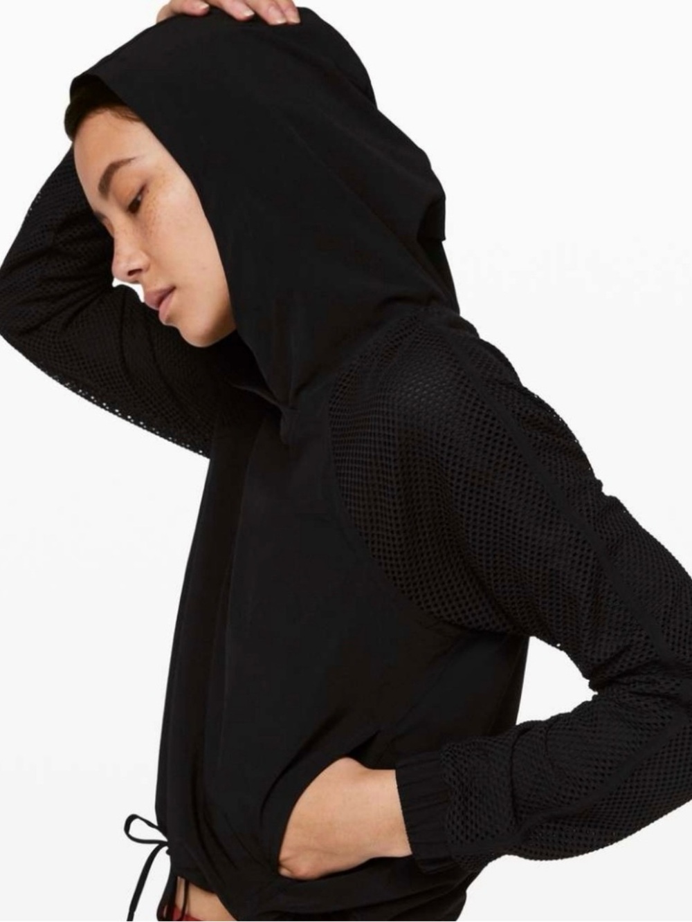 lululemon Catch a Breeze Pullover, Black Hooded Pullover with Mesh Sleeves